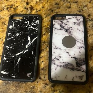 2 Wildflower iPhone Marble Case - 2 PACK - Black & White Marble Cases - EXCELLET